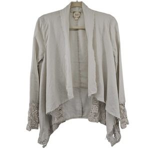 Black Swan Asymmetrical‎ Hem Open Linen Lace Cardigan Small New